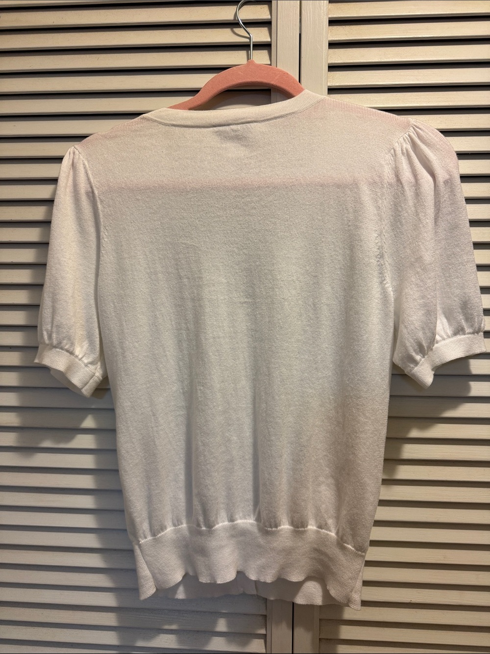 LOFT White Short Sleeve V‑Neck Button Cardigan ~ Medium - Picture 3 of 3